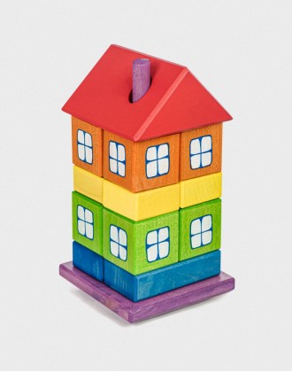 Rainbow Coloured House Blocks